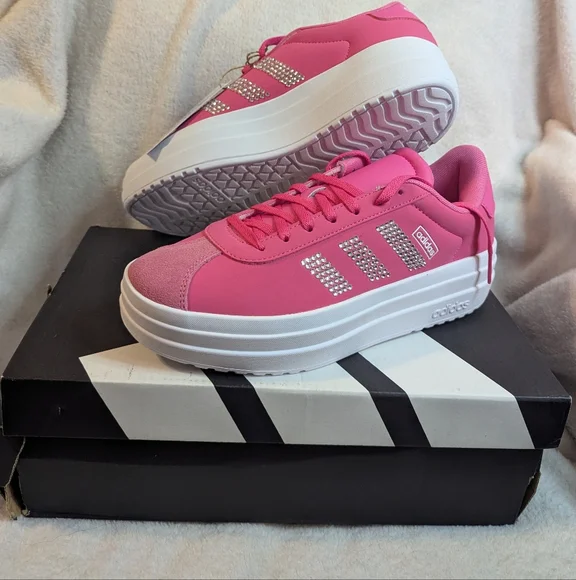 Adidas Women's Vibrant Pink Platform Sneakers - Picture 1 of 4